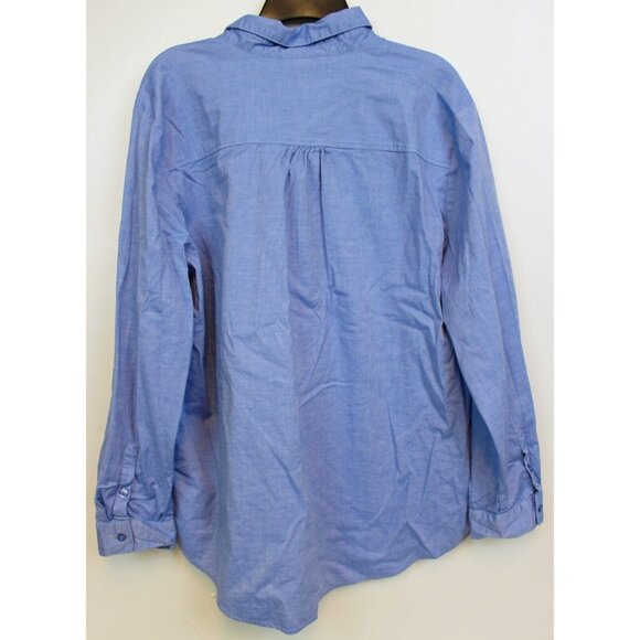 2 New York & Company Button Down Shirts sz XXL Blue Black Simple V-Neck - Picture 7 of 14
